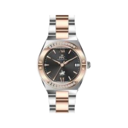 Paris Polo Club PPC-FD02-SR-BK Black Dial Date Function Women Watch 